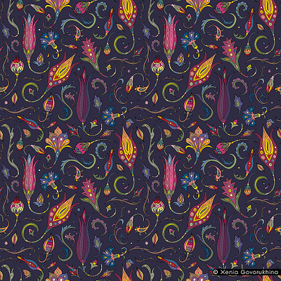 Floral ethnic seamless pattern abstract design drawing fabric floral flowers pattern seamless textile vector