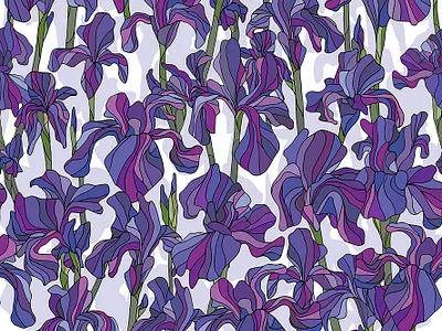 Irises flowers seamless patterns abstract design drawing fabric floral irises flowers pattern seamless textile vector