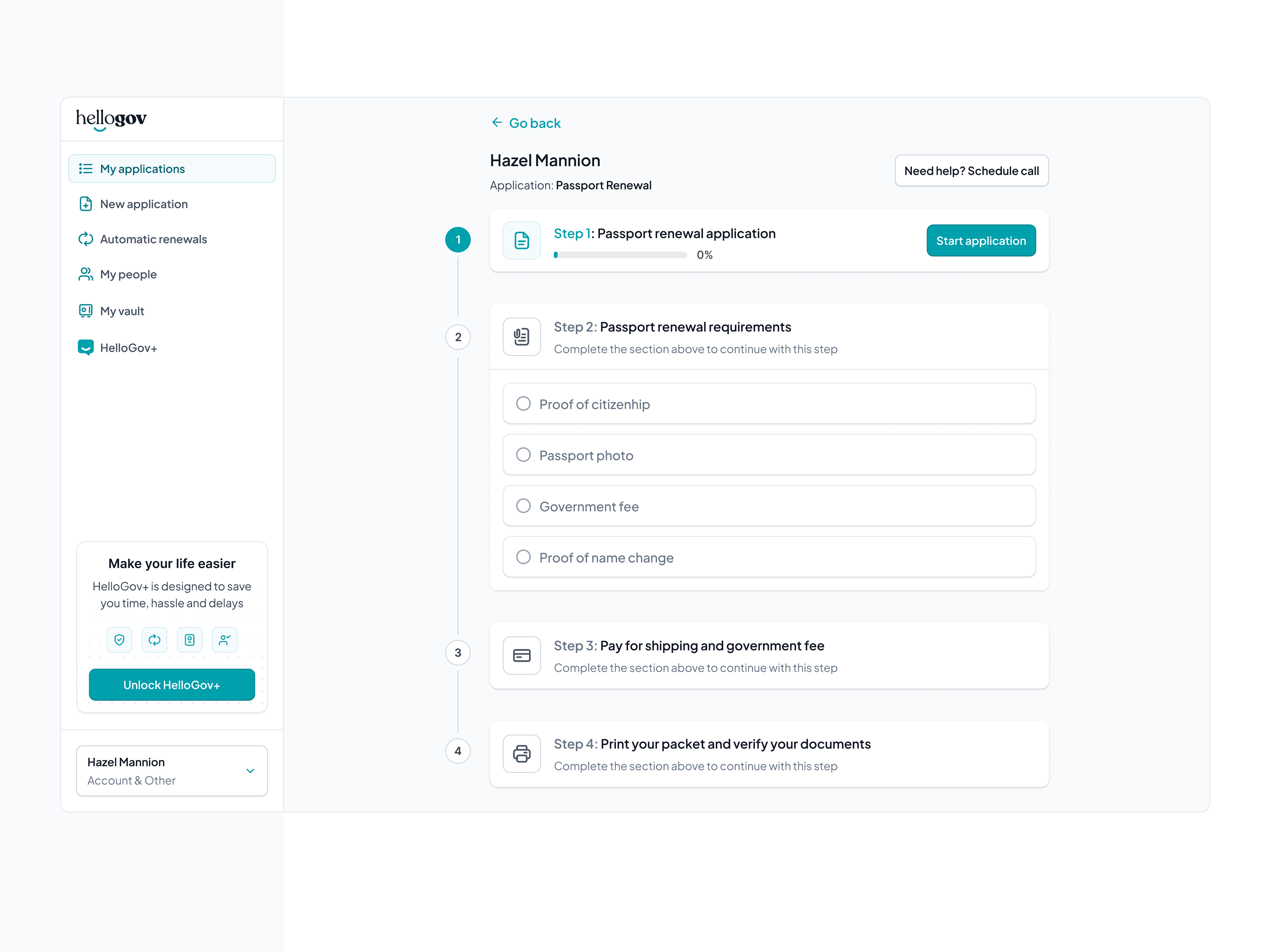 Passport application (draft) crm customer app customer application egov form government government form government platform government service hellogov passport premium sidebar step by step support upgrade upsell