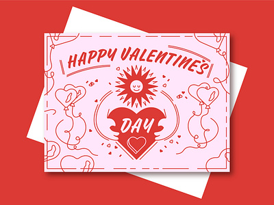 Valentines Day Card 2d adobe illustrator card color design flower graphic design greeting card heart illustration illustrator love red romance valentine valentines day valentines day card vector