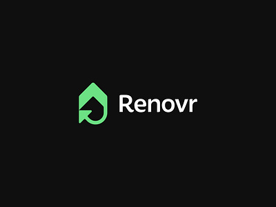 Renovr Logo abstract arrow branding company design fix flow geometric home house logo logo design modern platform renovations