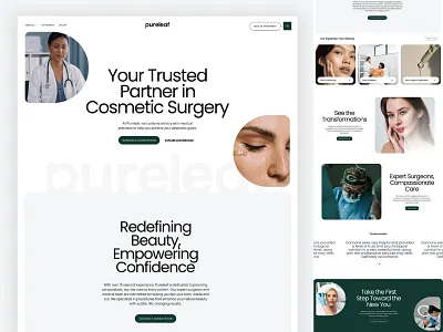 Pureleaf Website branding cosmetic surgeon design digital design doctor illustration logo surgery ui ux web webdesign website