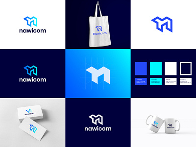 Nawicom Logo Design - Minimalist, Company, Business, Letter Logo branding branding design business company creative logo custom logo graphic design icon identity letter logo logo design logo designer minimalist n letter n logo simple tech technology typography