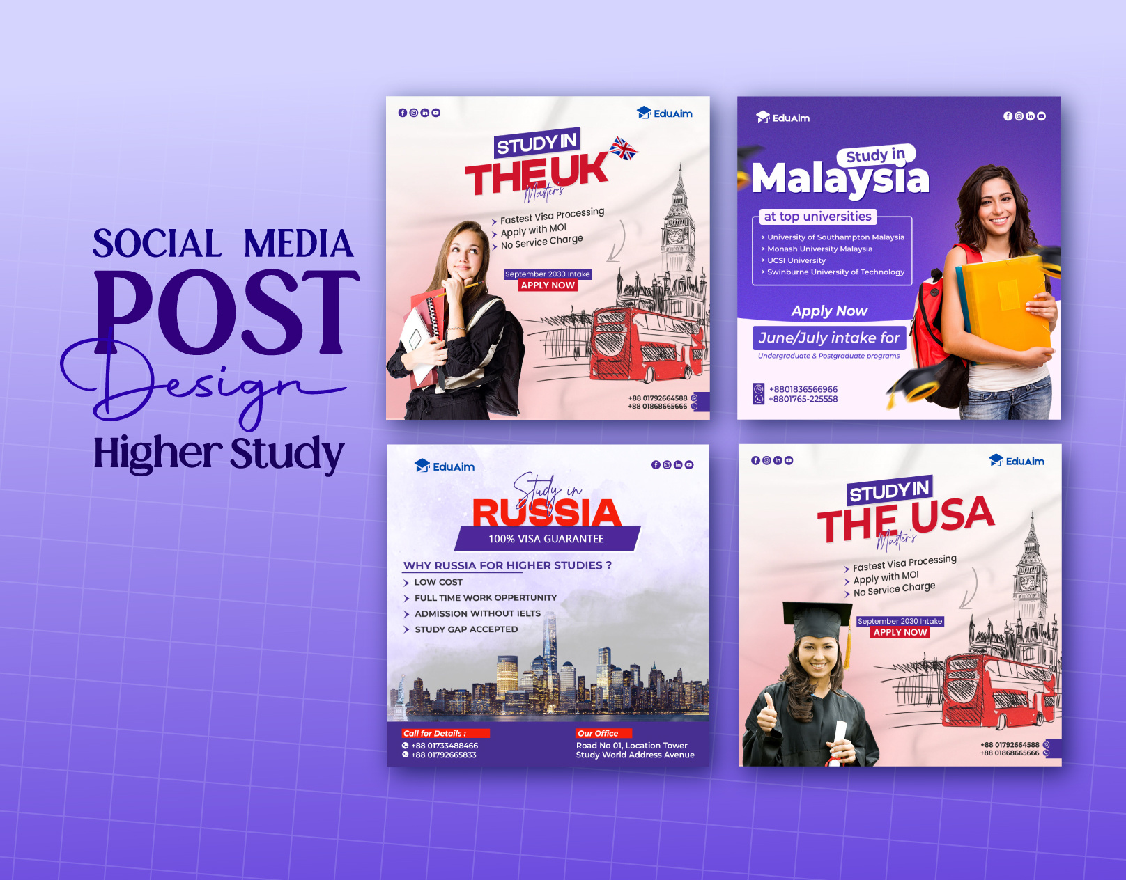 Social Media Post Design (Study Abroad Consultation) ad creative education facebook facebook ad facebook post graphic design instagram post design social media post study abroad