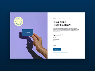 Giftcard product page branding ui ux