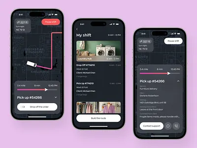 Logistics Shipment Tracking Mobile App app design application ui dark mode dashboard delivery app logistics map ui mobile app mobile app design mobile ui modern ui popular tracking app ui ux