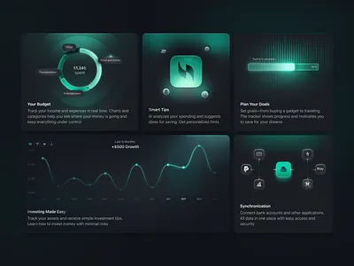 DuskFlow Bento platform design with advantages b2b bento bento grid branding dark graphic design green logo platform saas startup stats ui ui ux web website