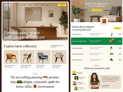 kernova - Furniture Landing Page Website aesthetic chair ecommerce furniture furniture shop furniture web home decor homepage interior interior architect landing page online furniture store sofa table web design website website design website designer wood work