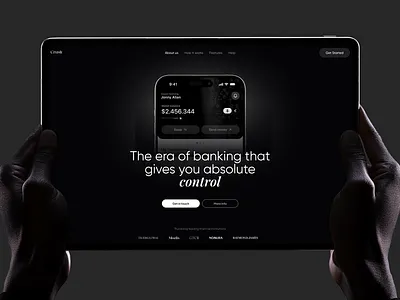 Hero section of a fintech banking website 3d branding fintech graphic design logo motion graphics ui ux webdesign