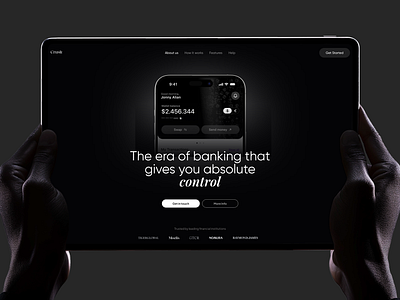 Hero section of a fintech banking website 3d branding fintech graphic design logo motion graphics ui ux webdesign