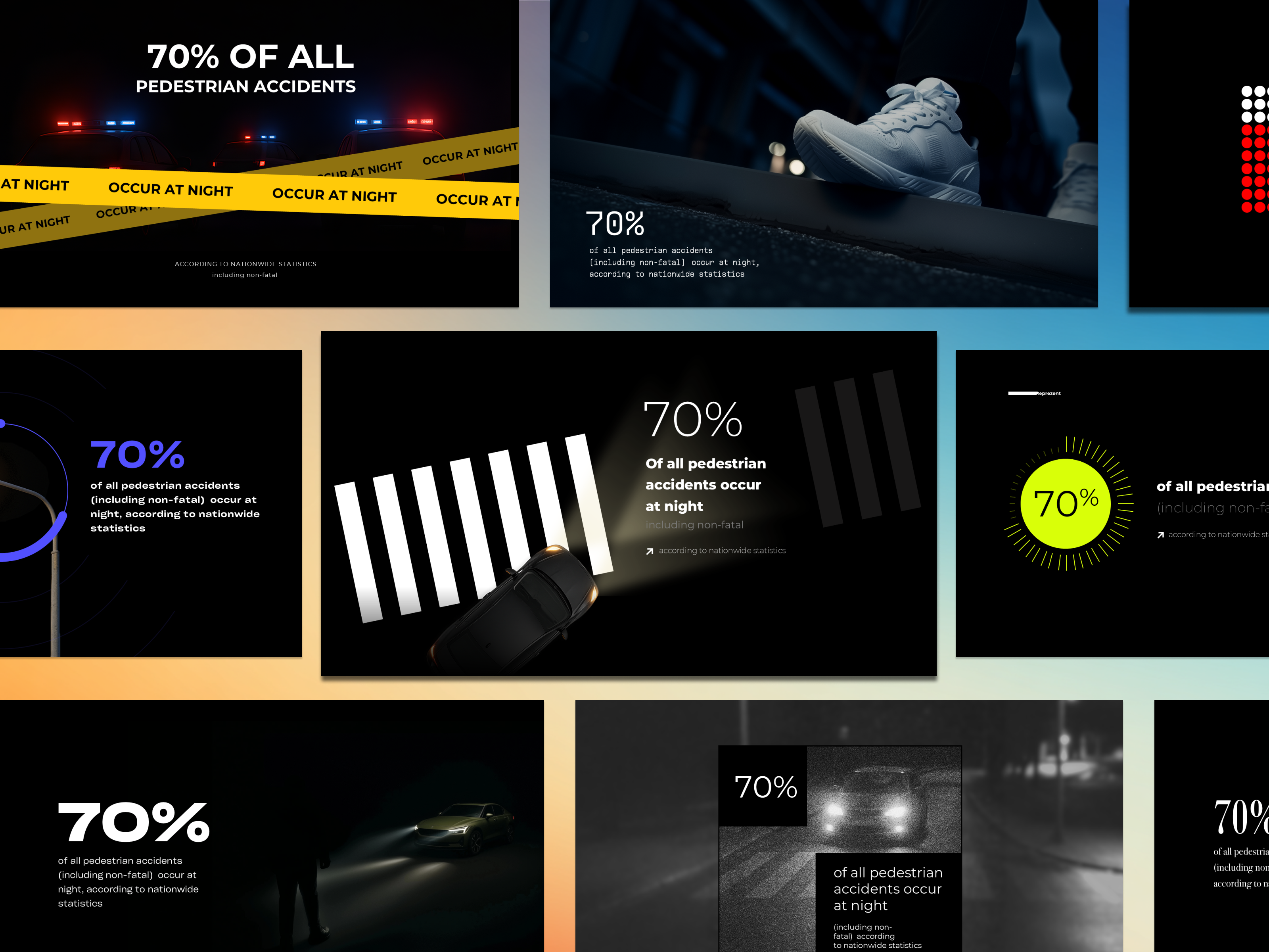 Car Accident Statistics | Different Visualizations ai company presentation deck design design google slides graphic design keynote pitch deck pitch deck design power point powerpoint presentation presentation design presentation layout statistics typography ui visualization