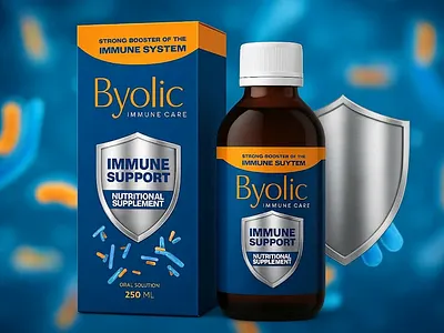 Immune Care Oral Supplement Packaging Design for Byolic 3d animation branding design graphic design graphic designer illustration label design logo medicine packaging design mockup motion graphics packaging design packaging designer structural design ui