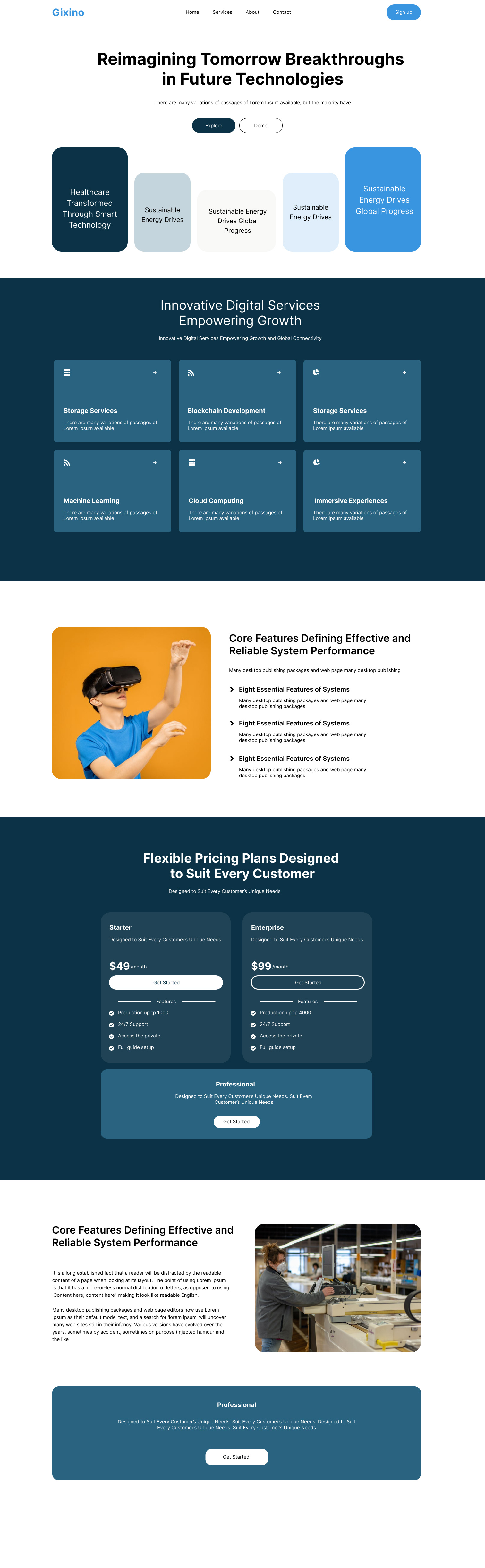 Gixino Landing Page landing page product design tech landing page ui design web ui design website design website landing page