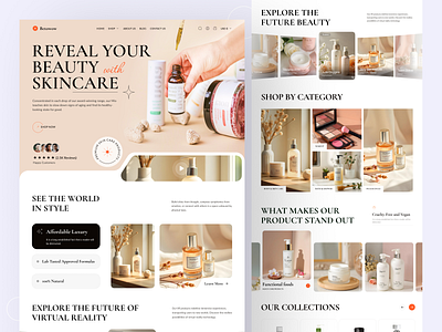Beauty Product Landing Page aesthetic beauty clean clean ui cosmetics e commerce figma hero section landing page makeup minimalist modern natural products product design skincare uiux uiux designer web design web ui website