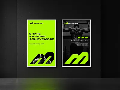 Mewing Branding brand identity branding fitness graphic design gym letter m logo logo design logo mark mark print sport visual identity welness