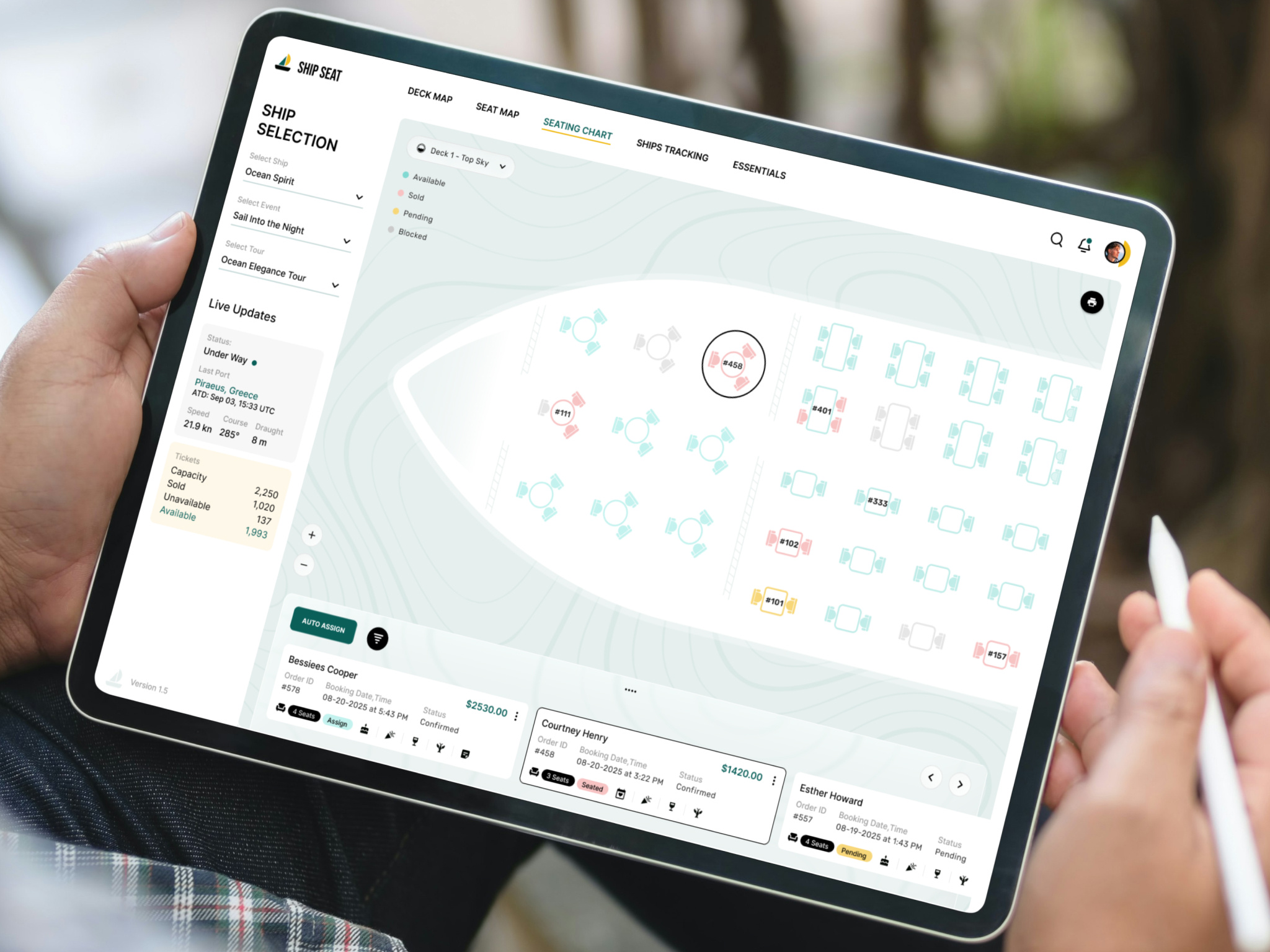 🛳️ SHIP SEAT - Seating Chart cruise ship seating chart cruise ui cruise ui design dashboard deck ui seating map ship seating plan ship ui ship ui design ui design