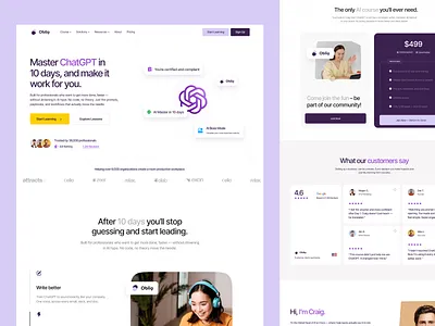 Obliq. Homepage Exploration chatgpt course education elearning landing page online course online learning saas web web design website