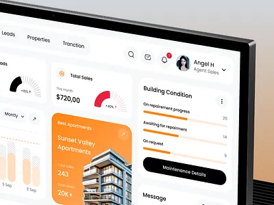 Real Estate Dashboard Design app design b2b business crm dashboard dashboard design design estate interface management product design property real estate saas service software ui uiux uiux design web