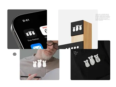 Tres Rattus Labs — Minimalist Identity for a Testing Future bento grid black brand branding branding guideline clean design graphic design iot lab logo minimalist mockup mouse rat research science transparant visual identity white