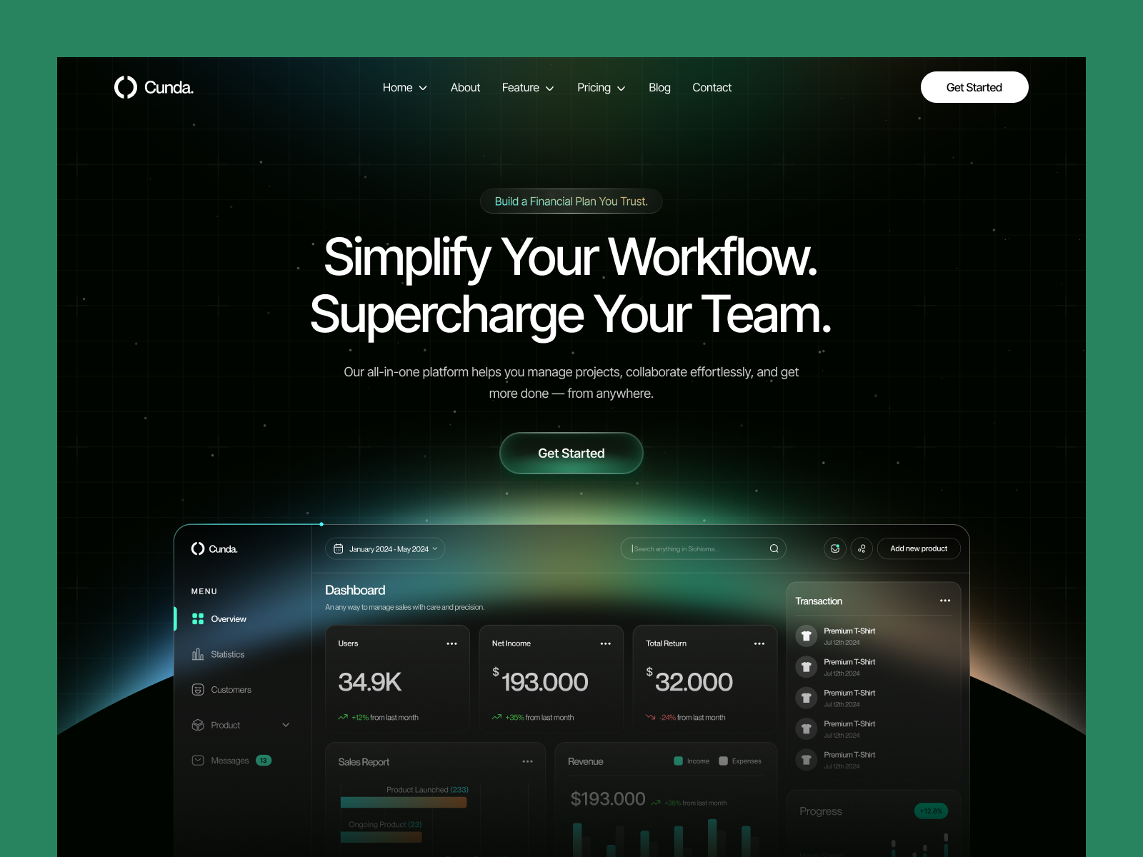 Example of Cunda - SaaS Dashboard UI Design