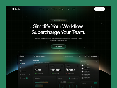 Cunda - SaaS Dashboard UI Design ai startup banking website design fintech framer template website landing page design marketing agency template mordern saas no code website saas ui design saas website studio website ui webflow template website design