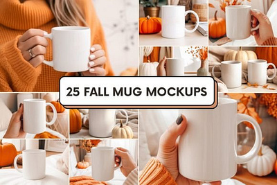 Cozy Fall Mug Mockups Bundle, Set of 25 branding illustration logo motion graphics typography ui ux