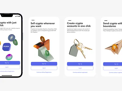 Crypto wallet onboarding 3d banking crypto finance fintech onboarding ui wallet