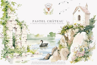 Vintage Illustration Chateau Decor graphic design illustration typography ui ux