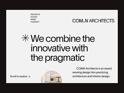 COMN Architects Landingpage Hero Header Redesign | Architecture architect architecture architecture design architecture firm landing page buildings clean design hero header icon landing page minimal real estate typography ui ui design ux ux design web web design website