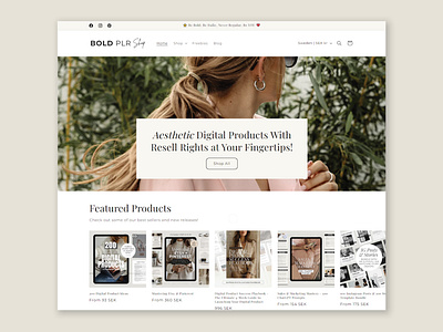The Bold PLR Shopify Store, 2024 shopify ui website