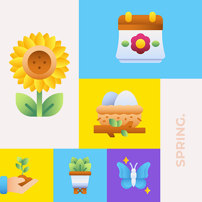 Spring Gradient Icon app app icon app icon design buttons design easter easter egg flat icon flower icon icon set illustration spring ui web
