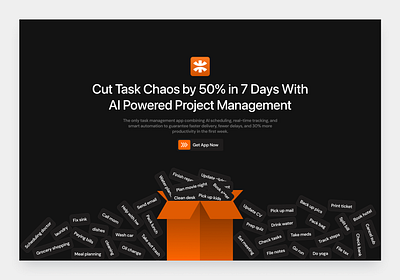 Task Management App/ Header Section / Landing page/ Dark Mode app design bento bento grid dashboard design figma illustration landing page landing pages saas section ui ui design uiux web design website design