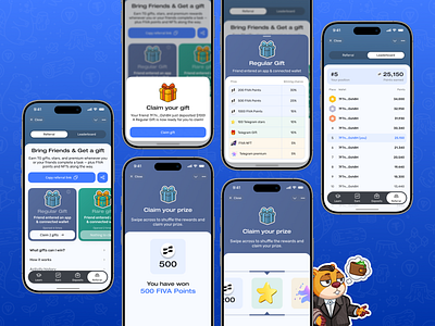 FIVA rewards system crypto design game gifts leaderboard mini app mobile nft present referral rewards telegram ui ux win