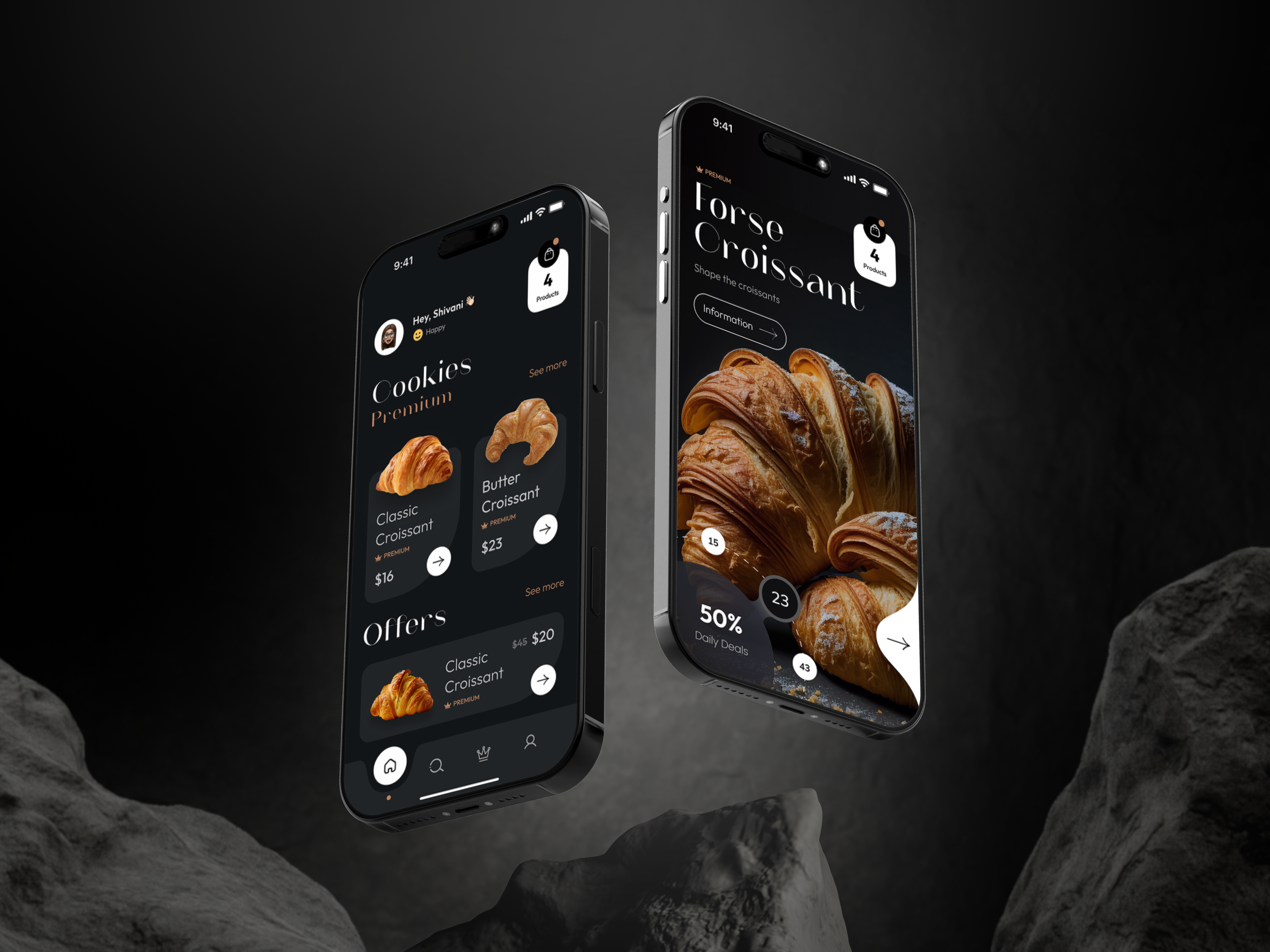 Forse Croissant App UI Design bakery ecommerce app
