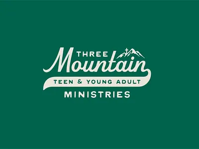 Three Mountain Ministries Logo brand design branding christian craft creative graphics green hand drawn jesus logo logotype ministry typography