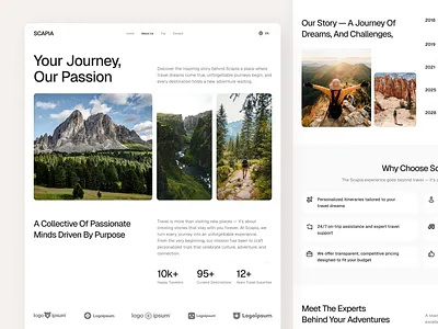 Scapia About & Contact Us Page – Travel Agency Website UI Figma booking platform ui destination finder mobile travel website responsive figma uxui case study tour details page tour package travel agency ui travel website flow trip details design ui inspiration ui showcase ui trends user journey travel ux for travel