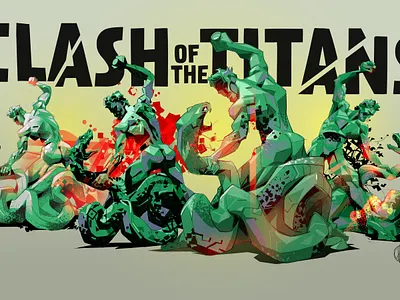 Clash of the Titans epic battle fantasy hercules illustration mith monster snake