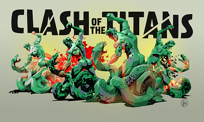 Clash of the Titans epic battle fantasy hercules illustration mith monster snake