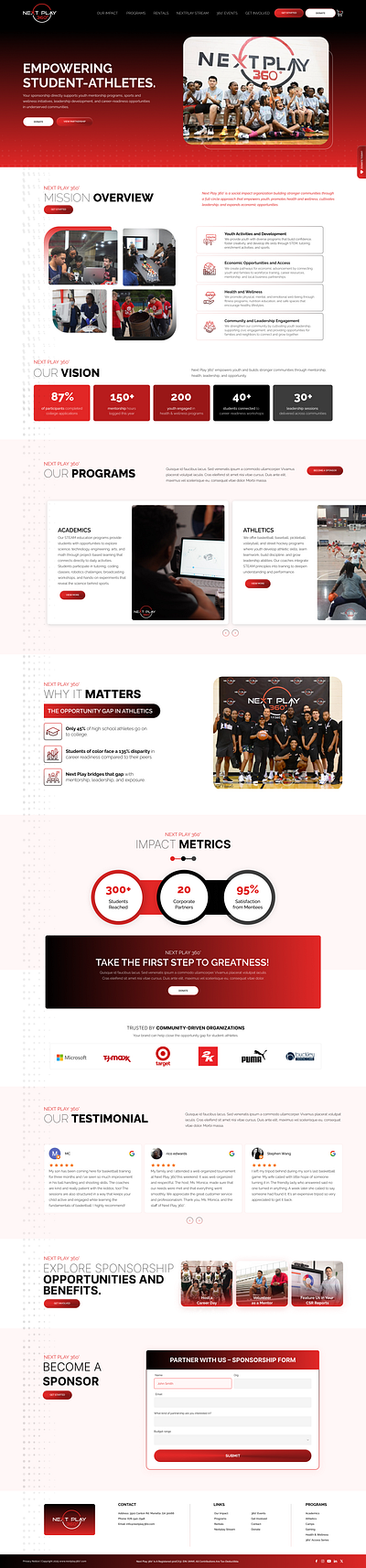 Next Play 360° Homepage