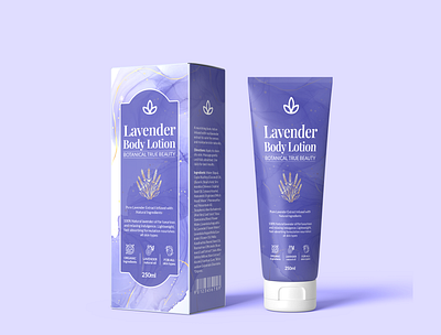 Lavender Body Lotion Packaging Design adobe illustrator advertising body lotion brand brand identity branding cosmetics design designs graphic design illustration lavender logo marketing packaging packaging design print