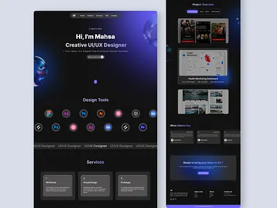 Portfolio landing page landingpage portfolio ui uidesign web
