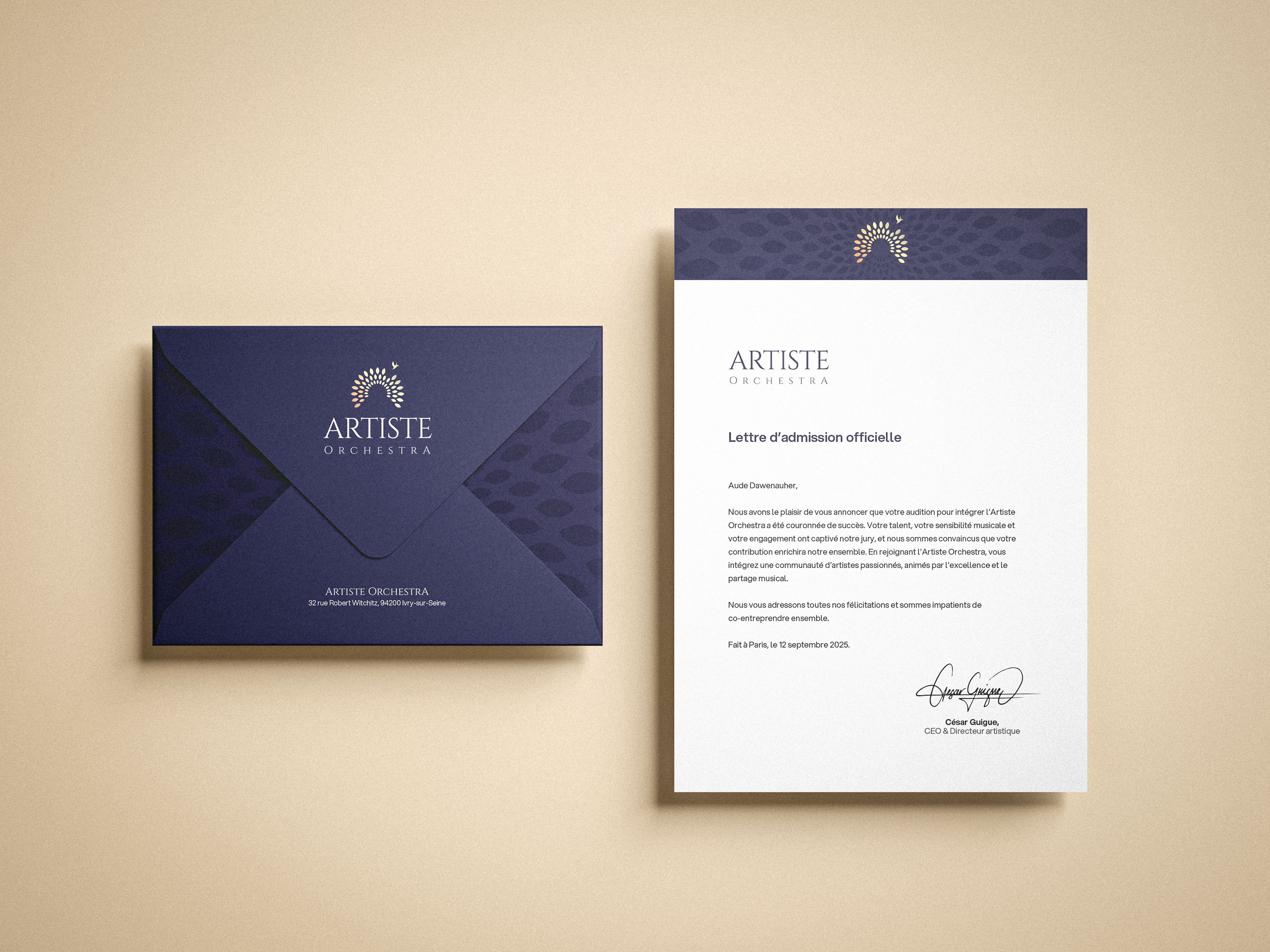 Logo & Visual Identity - Artiste Orchestra art blue brand branding design elegant gold graphic design illustration leaf logo luxury meaningful minimal mockup music premium tree ui vector