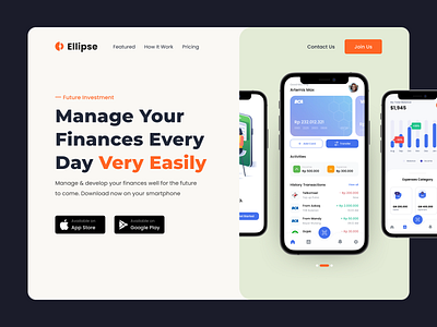 Ellipse- Finance Header app clean finance header minimalist money trends ui ux