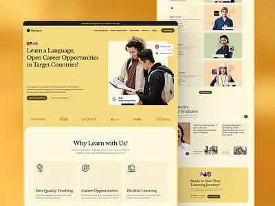 Bahague - Language course / Website Design 3d branding design figma graphic design ui web design website website design