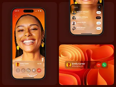 Video Call with Contact List callapp communication glassmorphism interface liquidglass mobileapp ui ux videocall