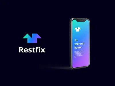 Restfix brand identity branding fix gradient home house logo modern real estate rest