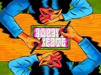Create! Create! art artist colorful design figurative art illustration psychedelic retro surrealism trippy typography vector vintage