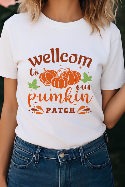 Pumkin T-shirt 👚 branding costom design creative design graphic design illustration logo pumpkin 🎃 vector