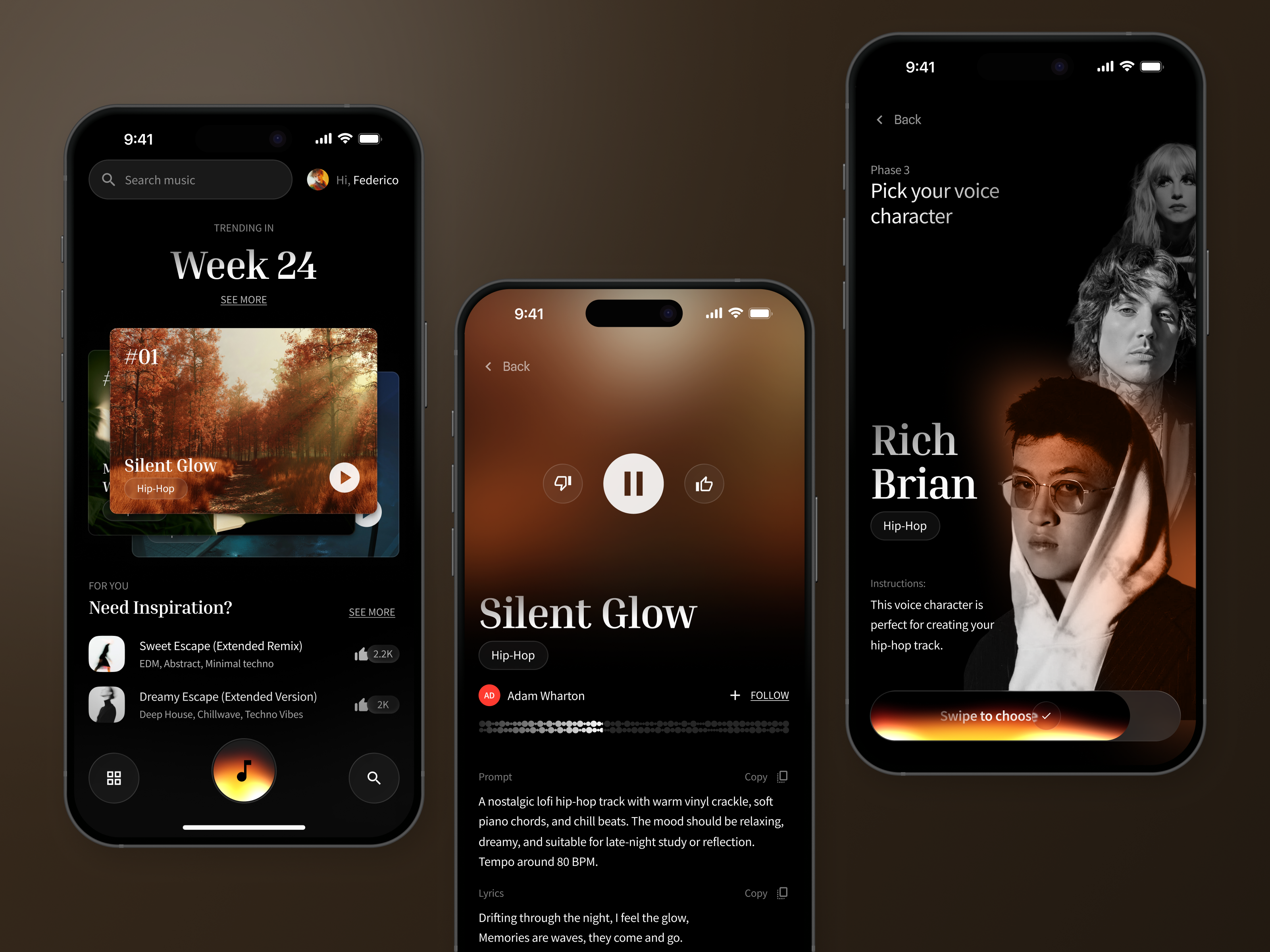 AI Music App ai ai app ai bot ai music album app designer band clean design mobile app player ui ui designer uiux ux