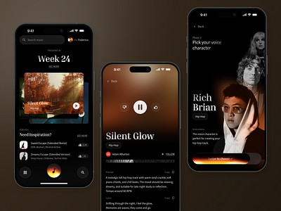AI Music App ai ai app ai bot ai music album app designer band clean design mobile app player ui ui designer uiux ux
